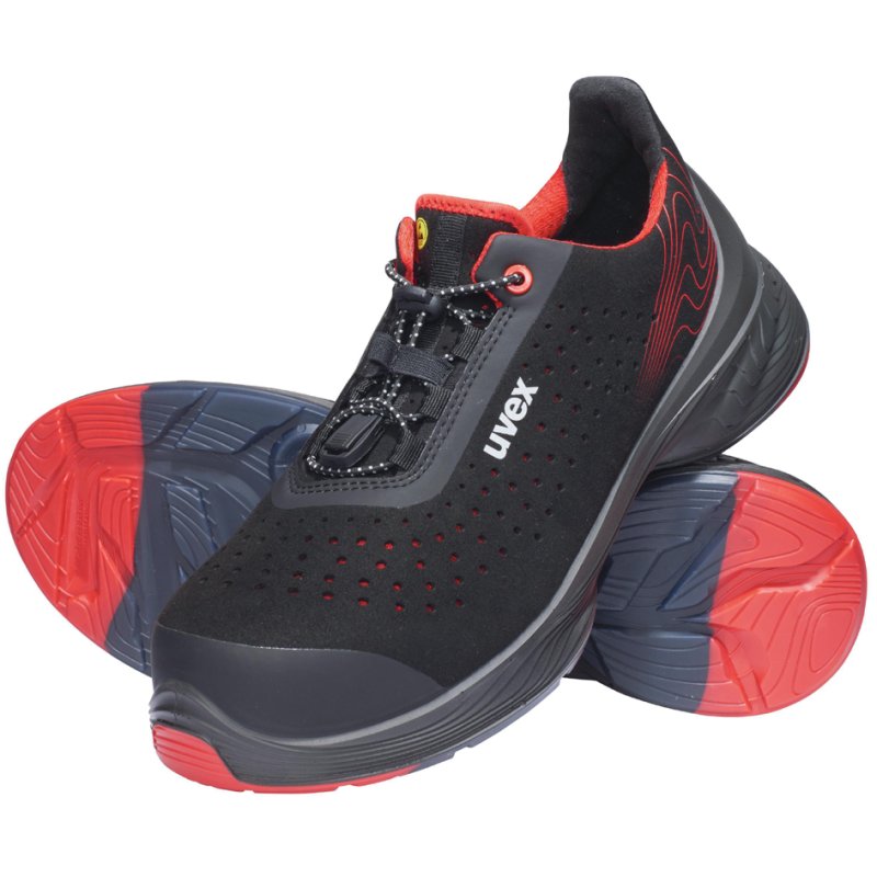 uvex 1 G2 chaussures de sécurité mi-hautes S1P, noir/rouge, taille 52