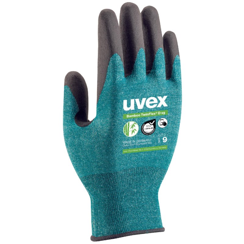 uvex gant anti-coupure bambou TwinFlex D xg, taille 9, noir/vert, 10 paires