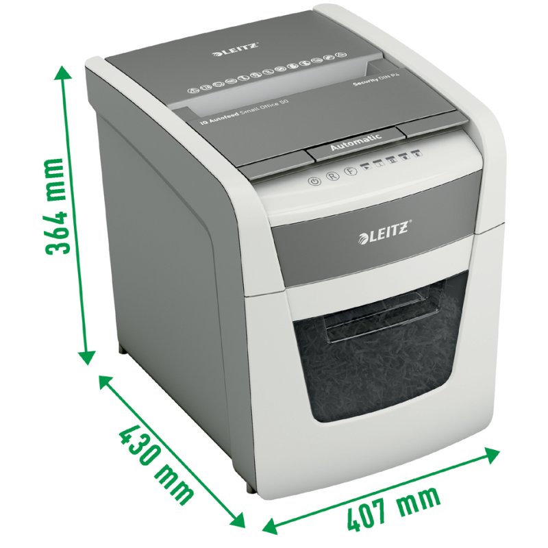 LEITZ papiervernietiger IQ Autofeed Small Office 50, P-4, wit, 50 vel