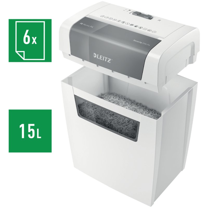 LEITZ papiervernietiger IQ Home P-4, 4×28 mm, wit