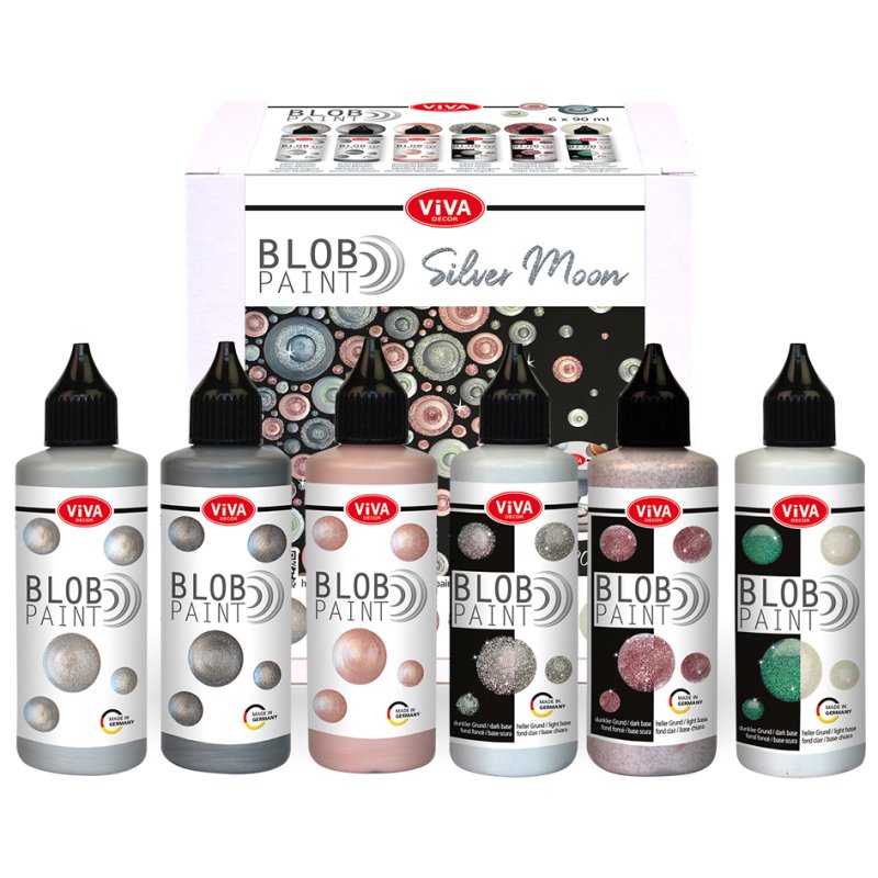 Viva Decor Blob Paint set Silver Moon, 6 colours, 6 × 90 ml
