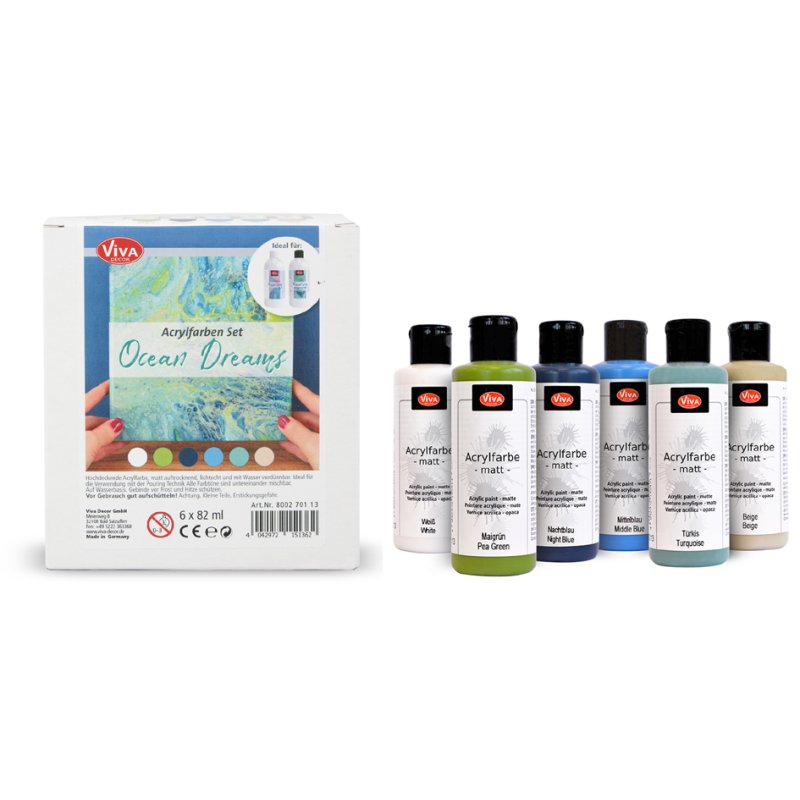 Viva Decor acrylverf set Ocean Dreams, 6-delig, waterbasis, 6×82 ml