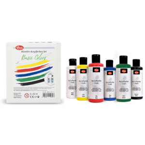 Viva Decor acrylverf set Basic Colors, 6-delig, 6×82 ml