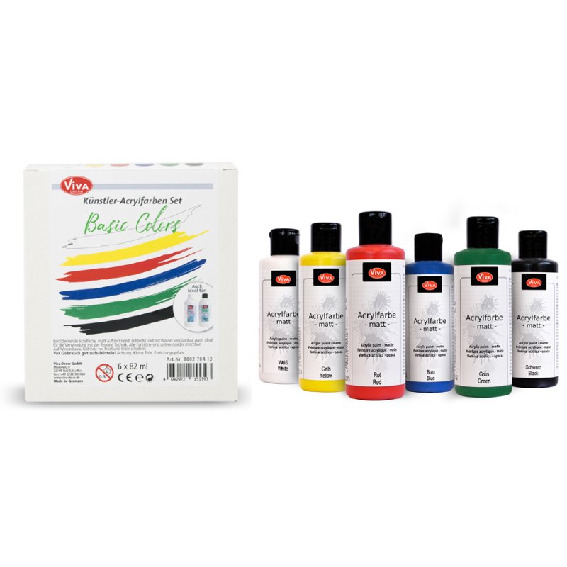 Viva Decor acrylverf set Basic Colors, 6-delig, 6×82 ml