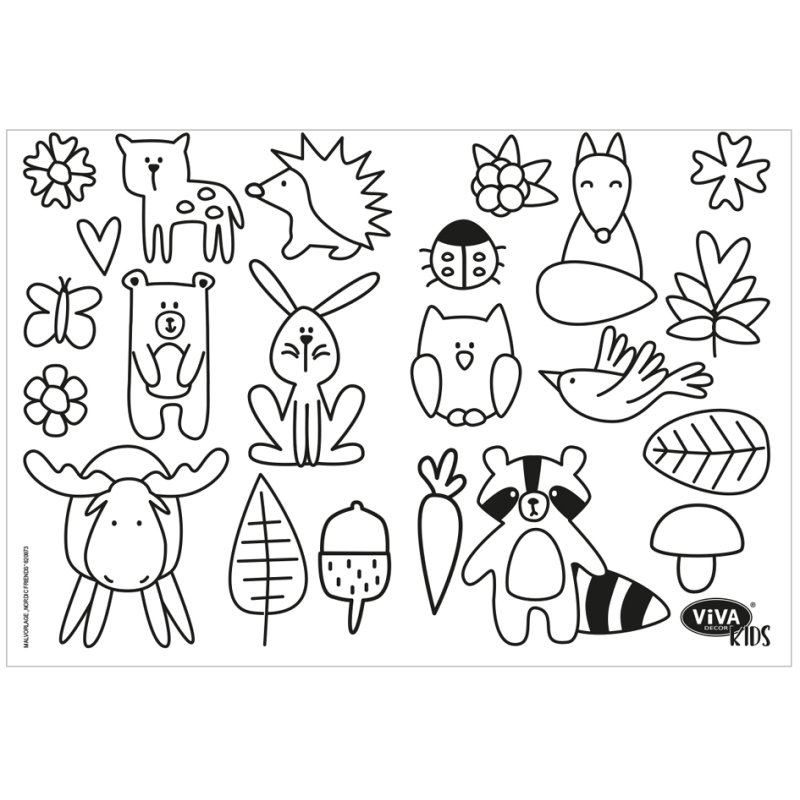 Viva Decor kit craie fenêtre Amis Nordiques, 6 couleurs, 90 ml, gabarit A3