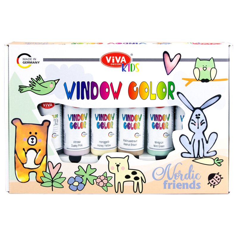 ViVA DECOR Viva KIDS outline paint set, 6 colours, 90 ml, A3 template