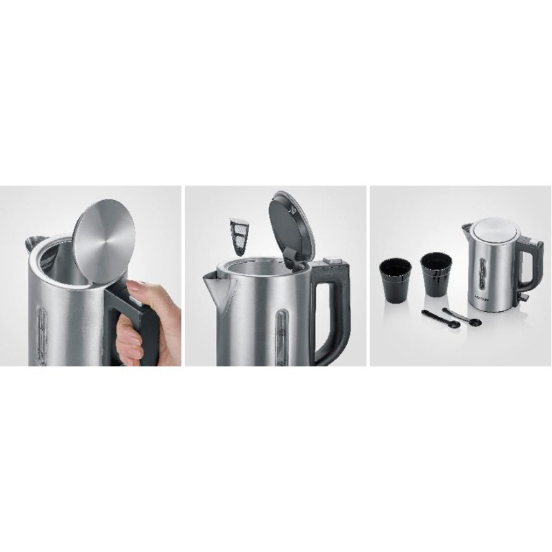 SEVERIN mini kettle WK 3647, stainless steel/black, 0.5 litres, 1100 W