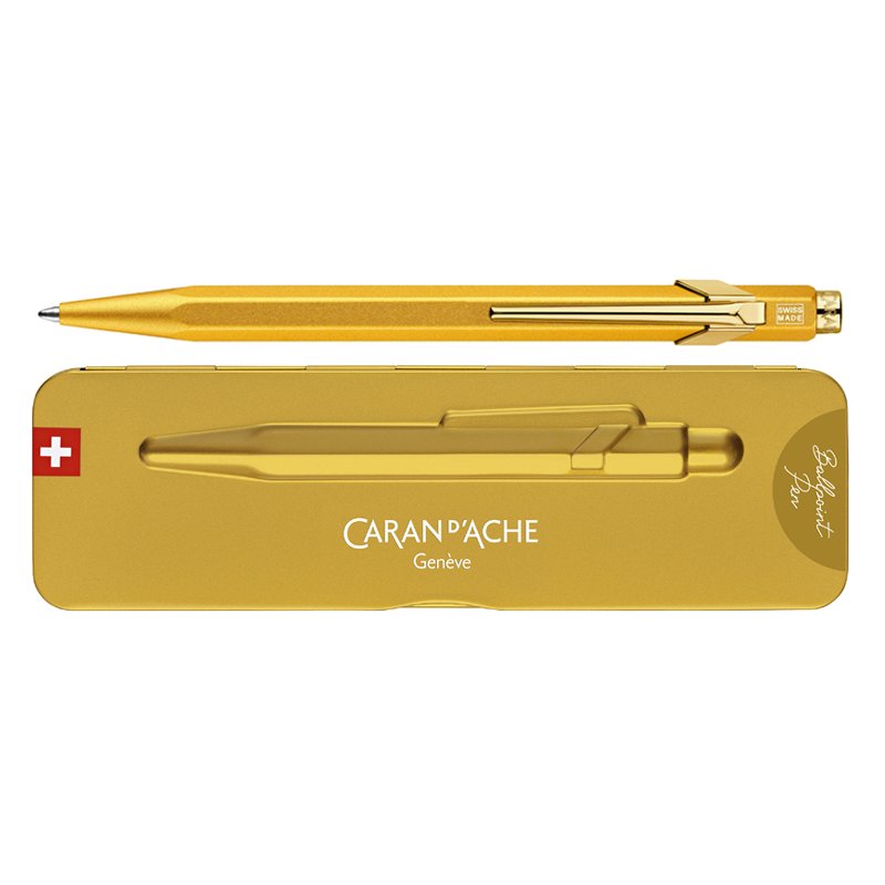 CARAN D'ACHE stylo à bille 849 Goldbar, or, recharable, bleu