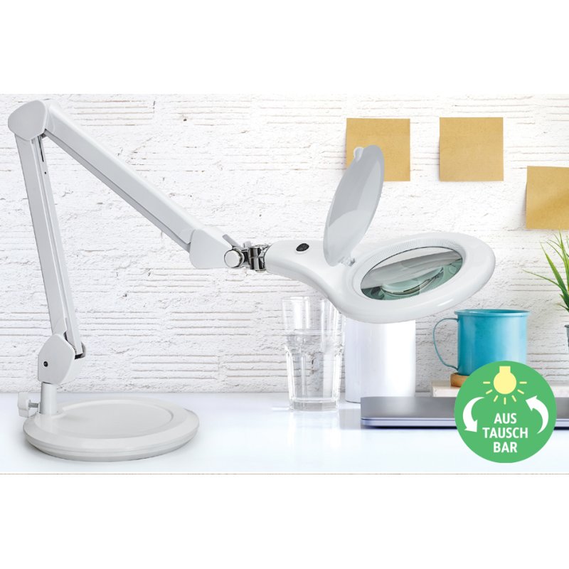 MAUL Lampe loupe LED MAULmakro, pied de support, noir, 3 dioptries