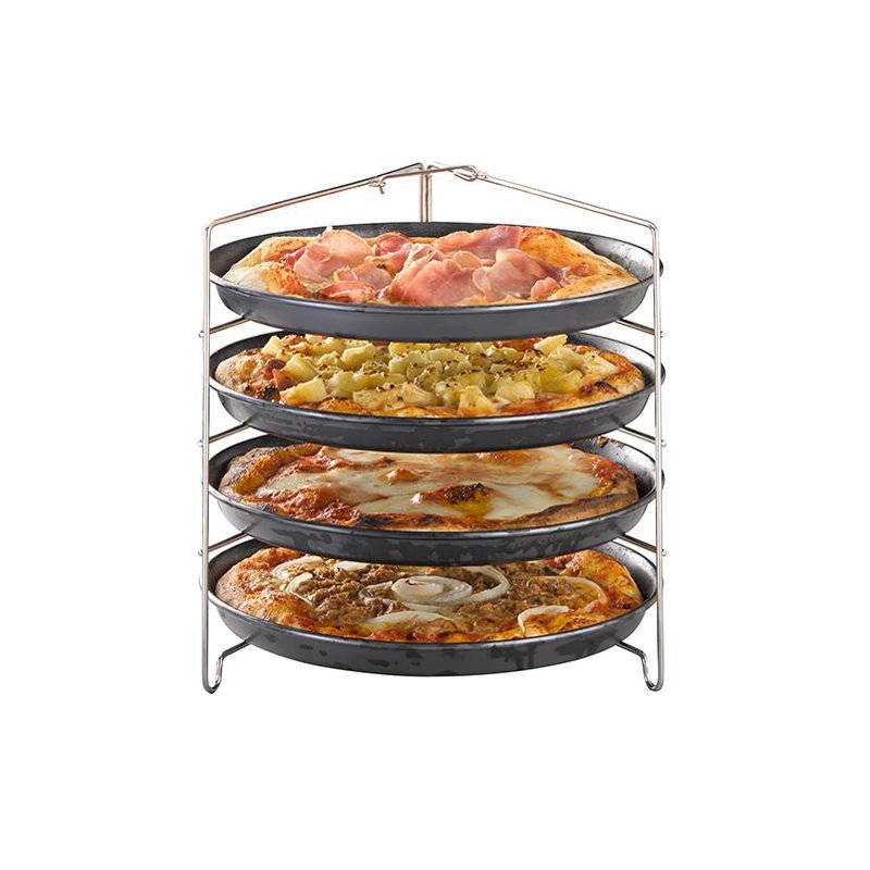 APS support pour 4 plateaux à pizza, acier inoxydable, pliable, 260×250×260 mm