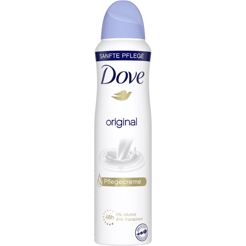 Dove deodorant origineel, 0% alcohol, 150 ml