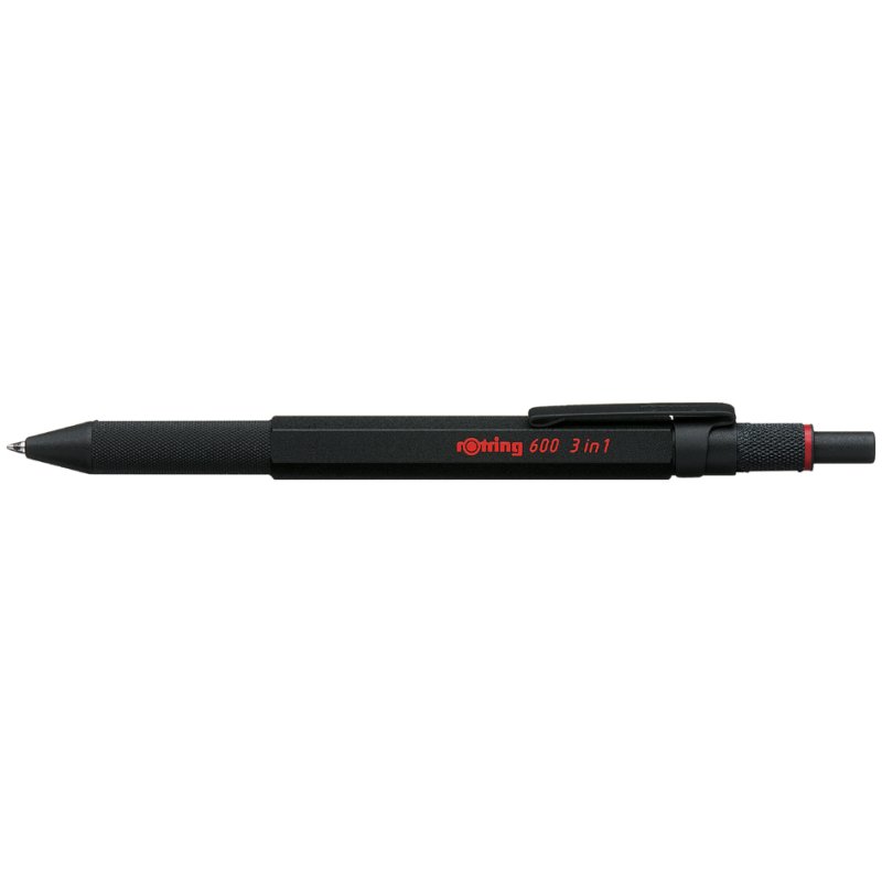 rotring Multipen 3 en 1, porte-mine et stylo bille, 0,5 mm, noir/rouge