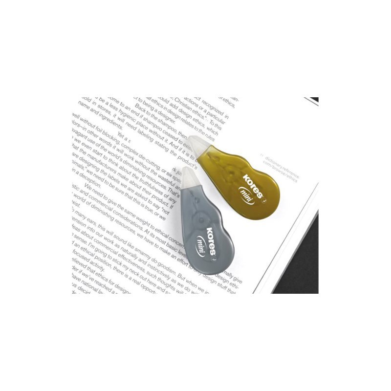 Kores Mini Metallic Style correctieroller, eenmalig gebruik, goud en zilver, 2 stuks