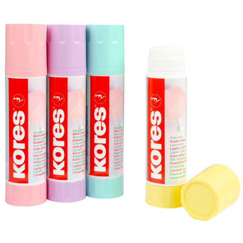 Kores bâton de colle Pastel, sans solvant, 20 g, couleurs pastel
