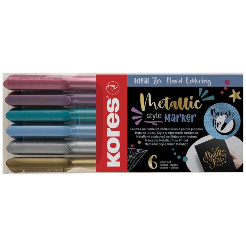Kores Brush brush pen metallic, 6 pieces