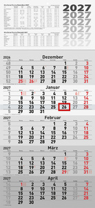 rido idé wall calendar 5-month, 300×650 mm, black/red