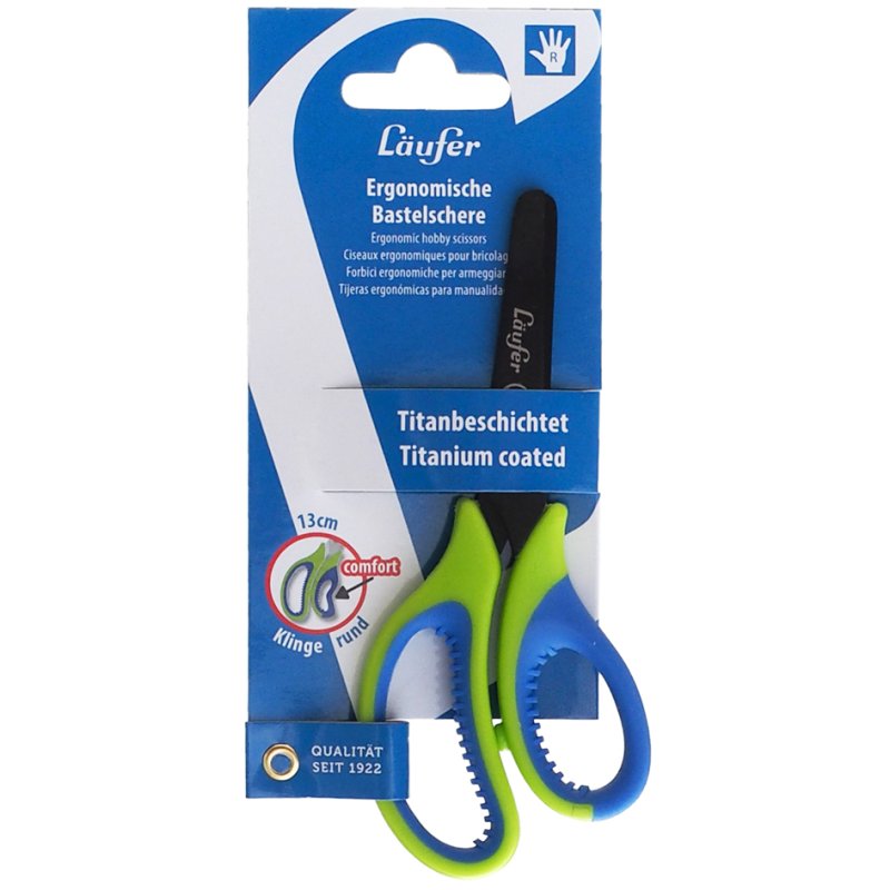 Läufer ciseau ergonomique, 130 mm, bleu/rouge, droitier