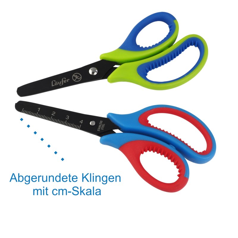 Läufer ciseau ergonomique, 130 mm, bleu/rouge, droitier