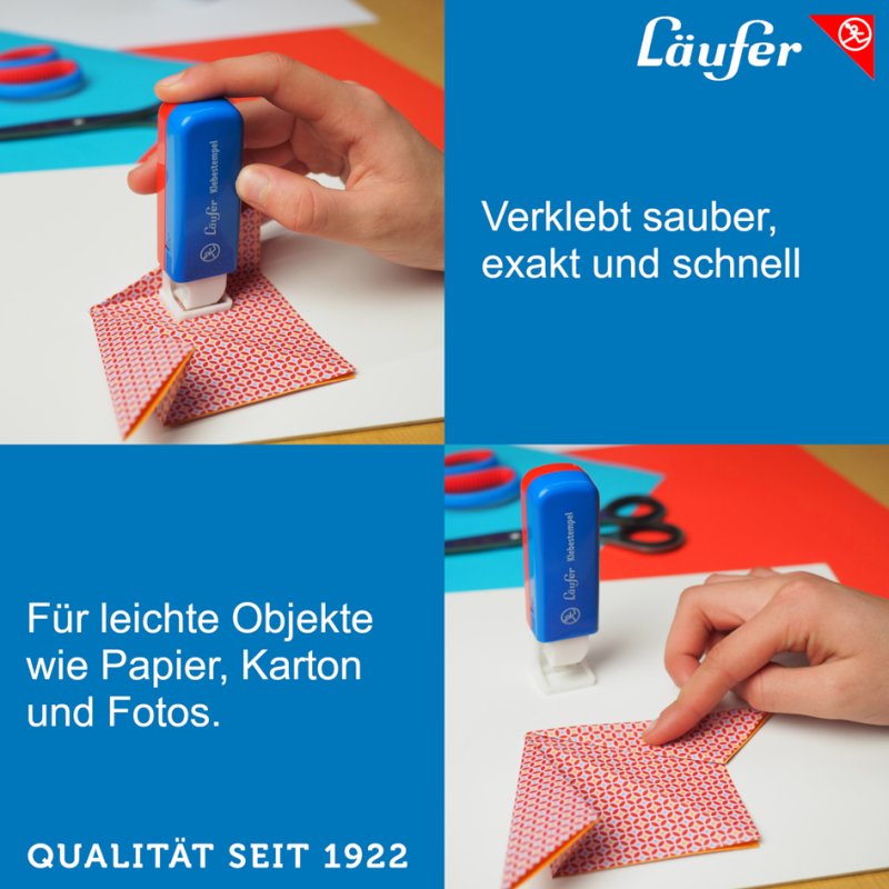 Läufer tampon encreur, 700 pastilles adhésives, sans solvant, bleu/rouge