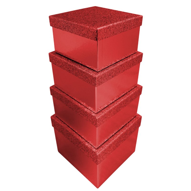 Clairefontaine boîtes cadeaux set Glitter, argent, 4 pièces, 180×180×108 mm