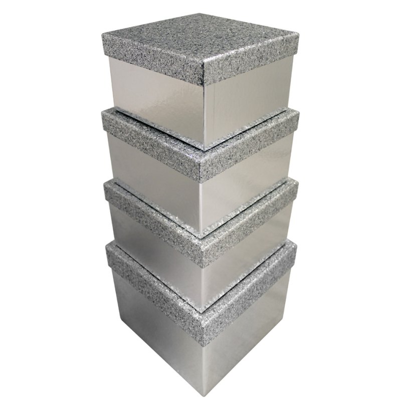 Clairefontaine boîtes cadeaux set Glitter, argent, 4 pièces, 180×180×108 mm