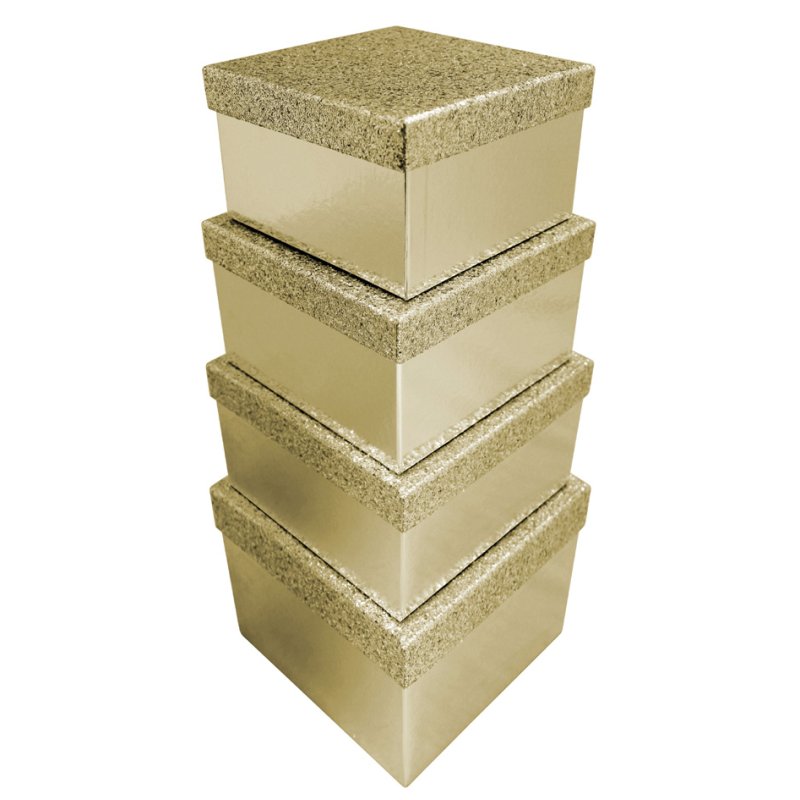 Clairefontaine boîtes cadeaux set Glitter, argent, 4 pièces, 180×180×108 mm