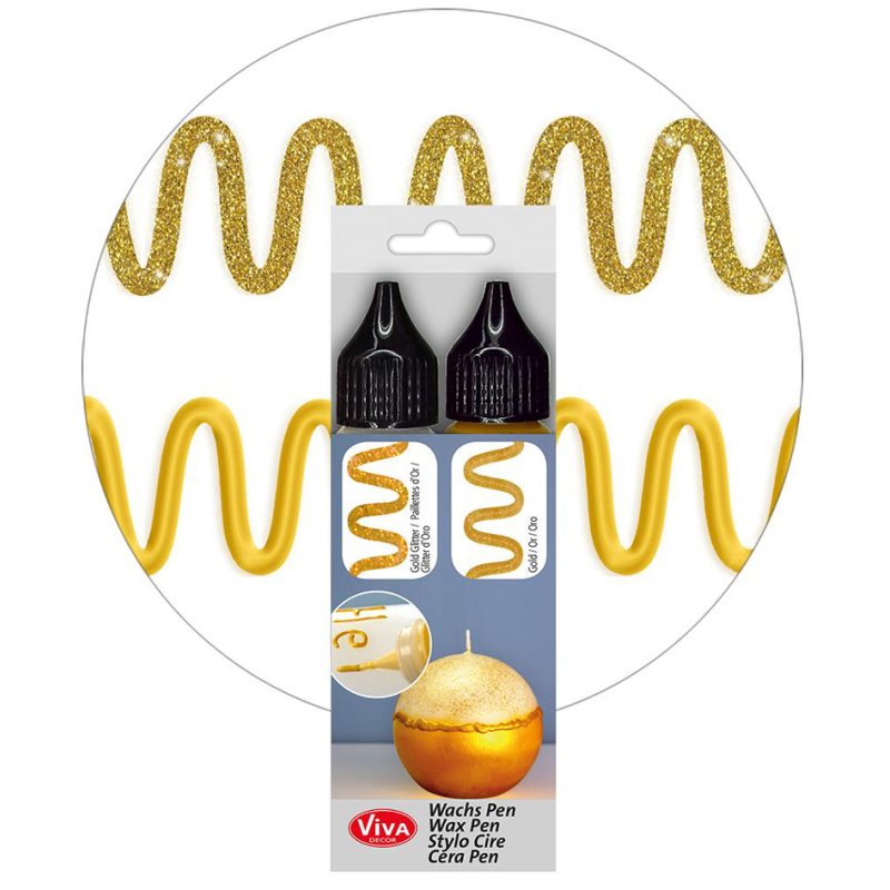 Viva Decor ensemble stylo cire bougie, or, 28 ml, 2 pièces