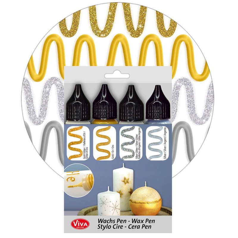 Viva Decor bougies crayons de cire, 28 ml, argent/or, 4 pièces