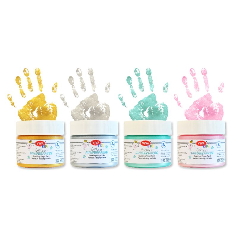 Viva Decor finger paint ViVA KIDS, 4×100 ml, silver/pink/mint/gold