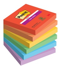 Post-it Super Sticky notes, 76×76 mm, Playful kleuren, 6 blokken
