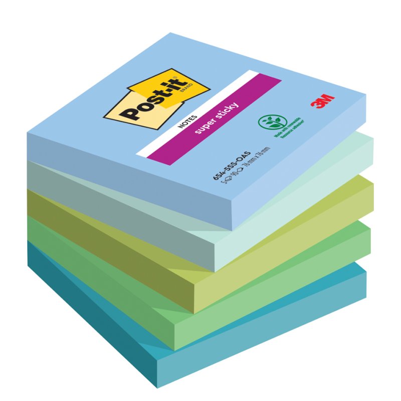 Post-it notitieblokjes, 127×76 mm, Oasis collectie, 5 blokken