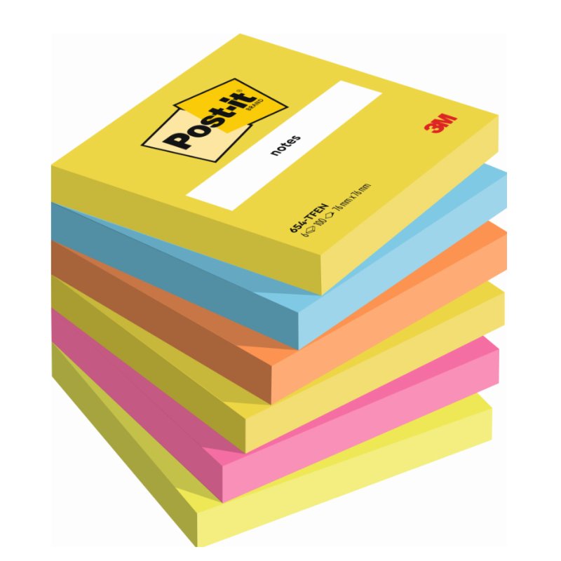 Post-it notes zelfklevend Energetic Collection, 127×76 mm, neon kleuren, 6 blokken