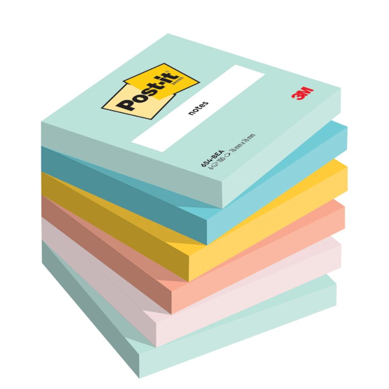 Post-it Notes adhésives Collection Beachside, 51×38 mm, 12 blocs, 100 feuilles par bloc