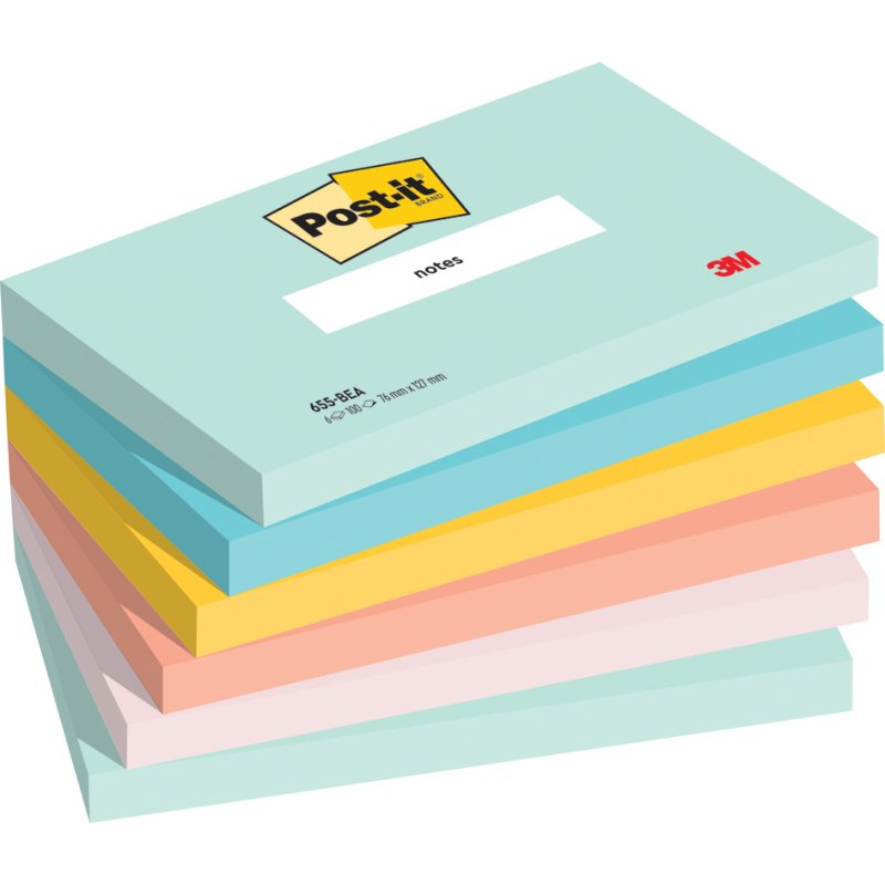 Post-it Notes adhésives Collection Beachside, 51×38 mm, 12 blocs, 100 feuilles par bloc
