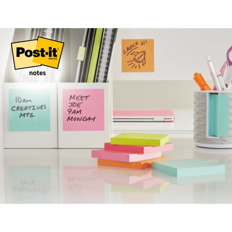 Post-it Notes adhésives Collection Poptimistic, 76×76 mm, 6 blocs de 100 feuilles