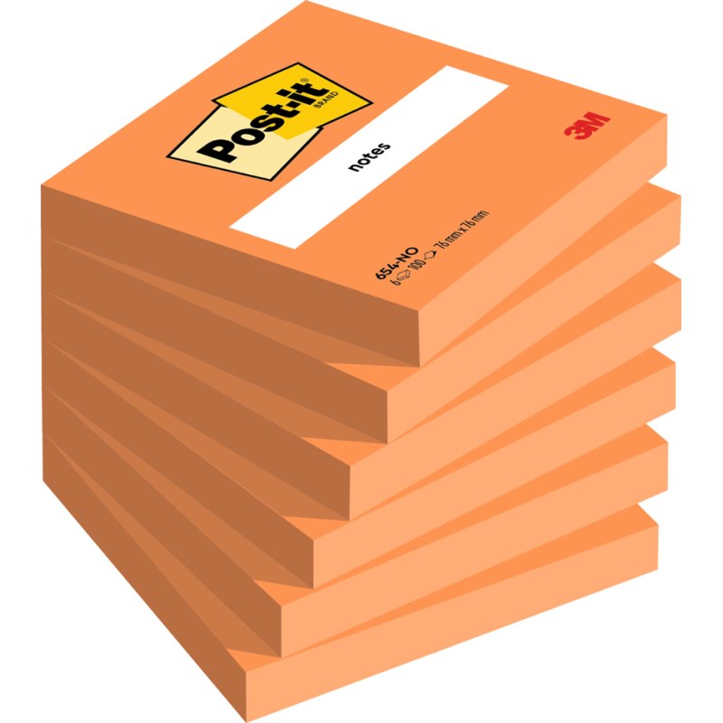 Post-it notes adhésives, 127 × 76 mm, jaune, 6 blocs