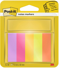 Post-it pagemarkers, 15×50 mm, neonkleuren, 5×100 vel