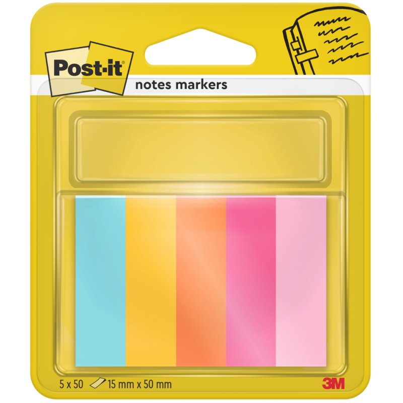 Post-it signets Beachside, 15×50 mm, 5 couleurs, 250 pièces