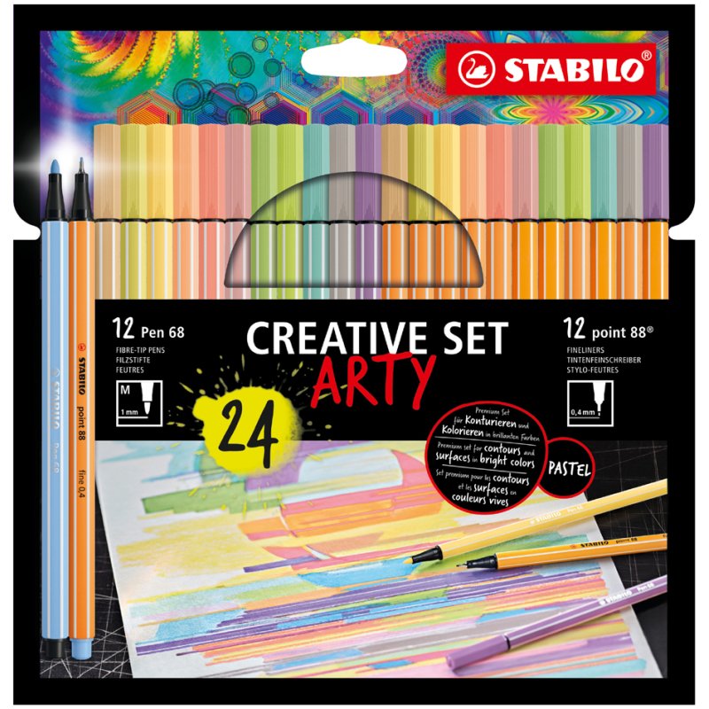 STABILO fineliner et marqueur set créatif, 36 pièces, boîte en carton