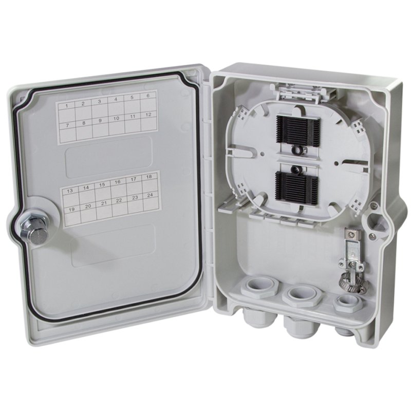 LogiLink Professional fibre optic connection enclosure, max. 24 fibres, light grey, IP55