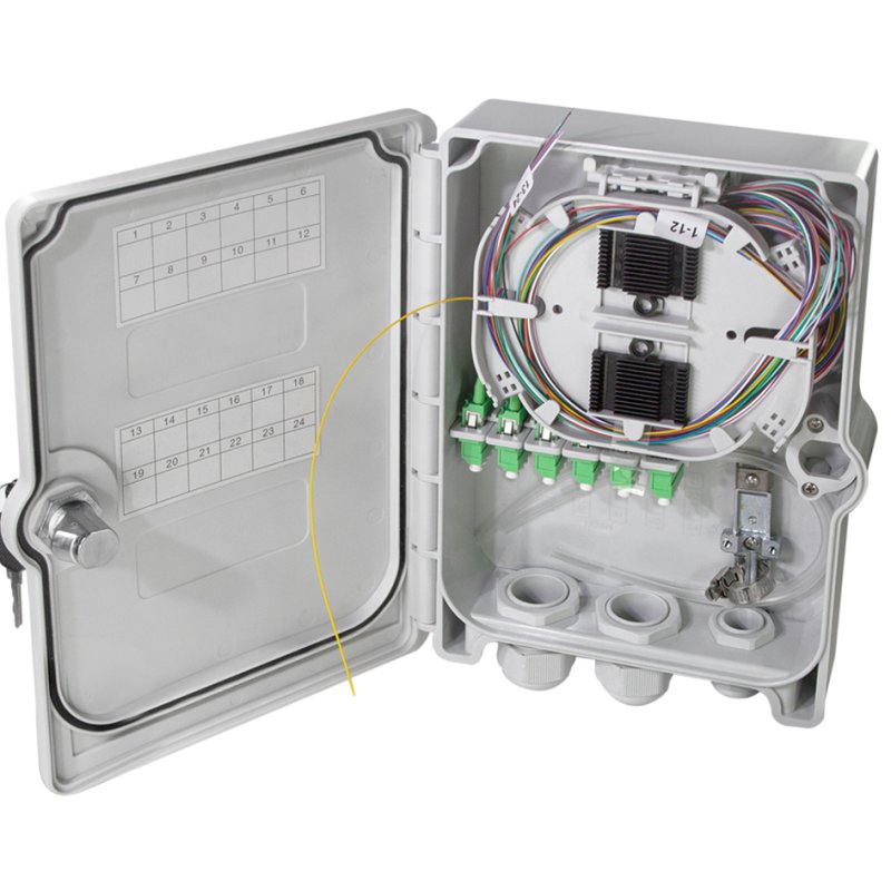 LogiLink Professional boîtier de raccordement FTTH/FTTB, 24x LC/APC, IP55, gris clair