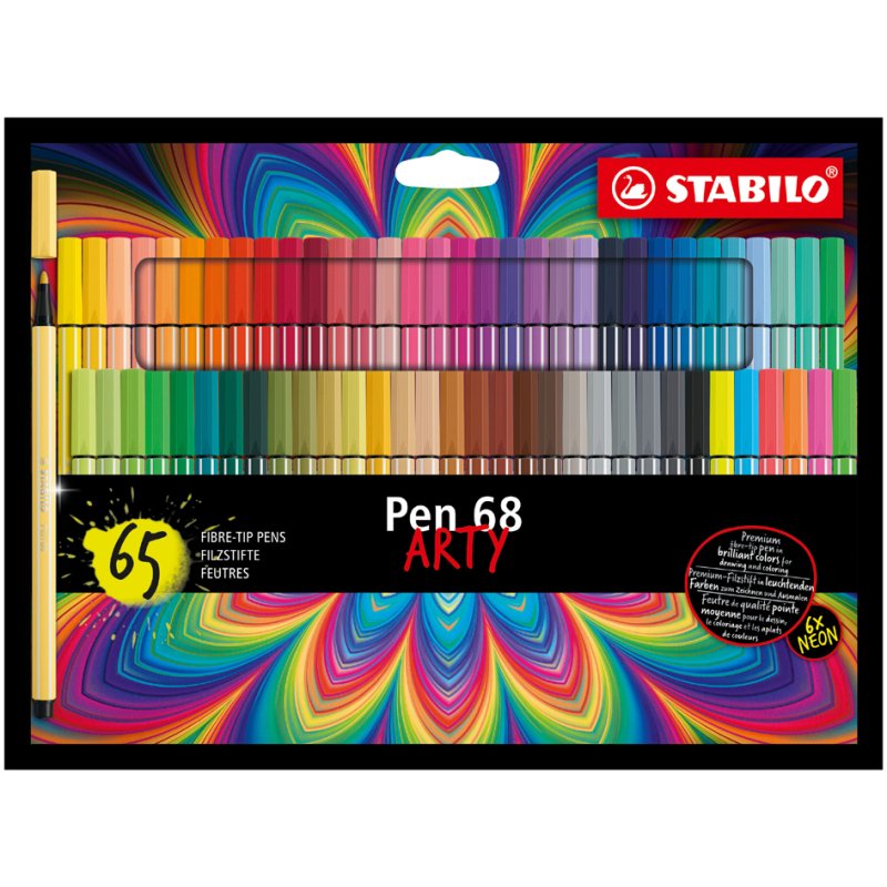STABILO feutres pointe fibre 68 Arty, 1,0 mm, 65 pièces