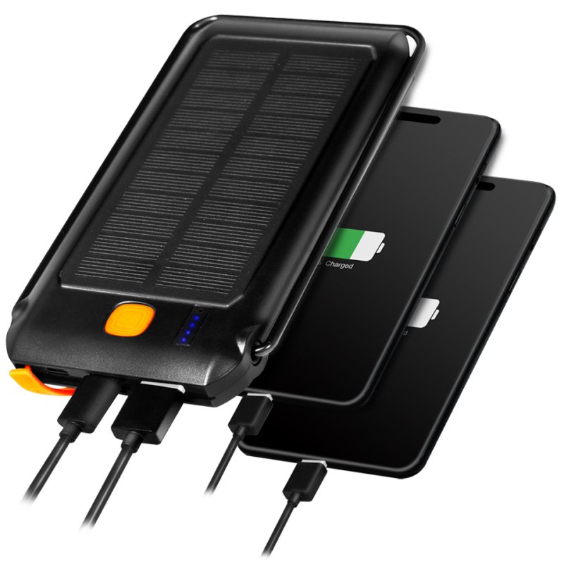 LogiLink power bank with solar panel, 10,000 mAh, black, LED torch