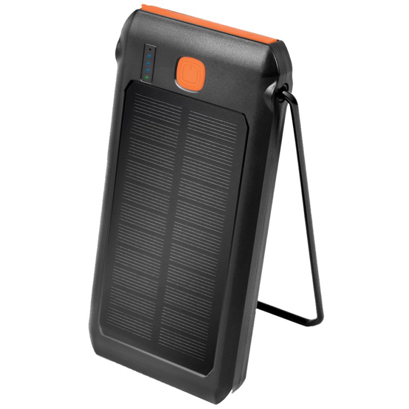 LogiLink power bank with solar panel, 10,000 mAh, black, LED torch
