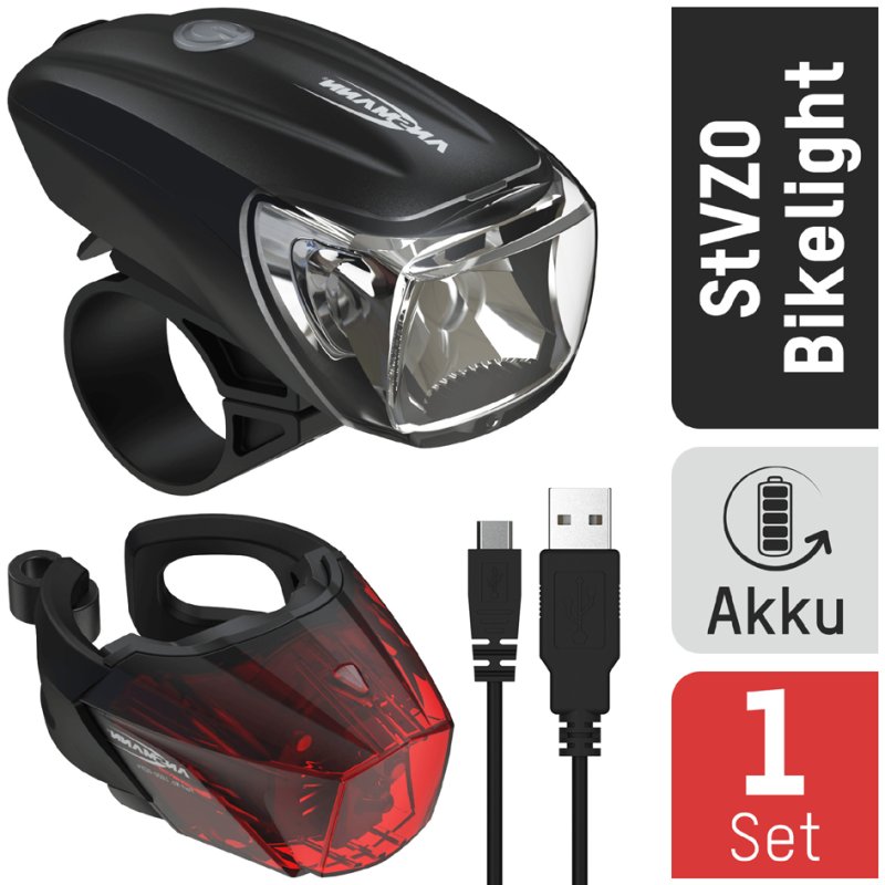 ANSMANN fiets-LED-verlichtingsset ComboLight, 40 lux, herlaadbaar, spritzwaterbestendig