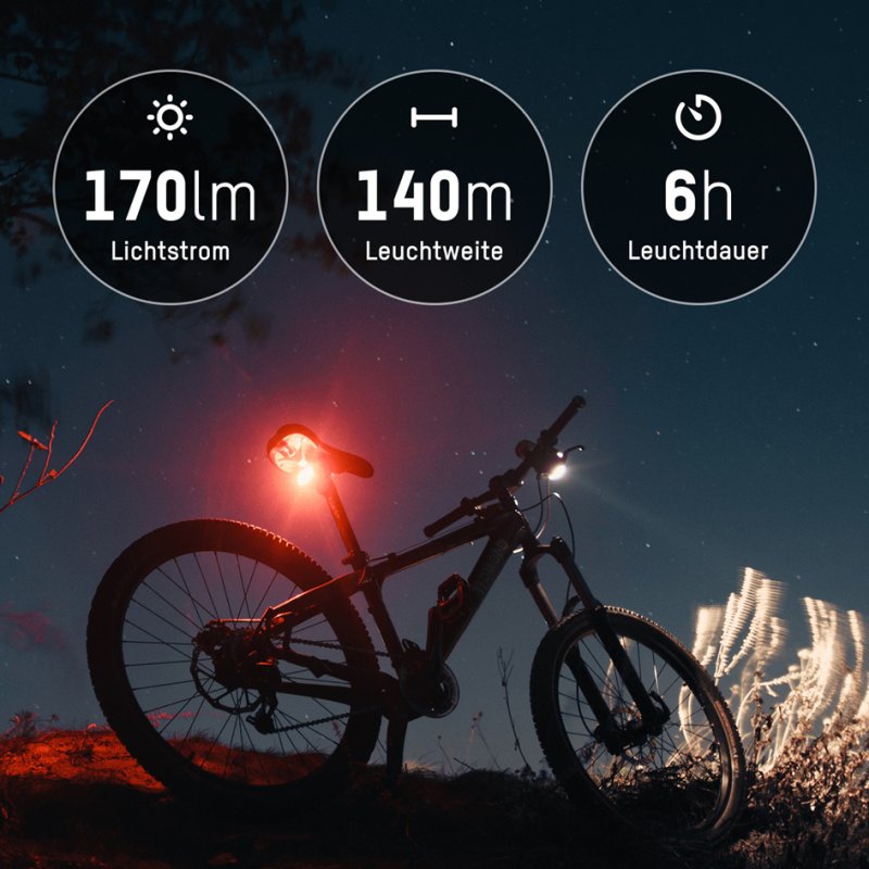 ANSMANN fiets-LED-verlichtingsset ComboLight, 40 lux, herlaadbaar, spritzwaterbestendig