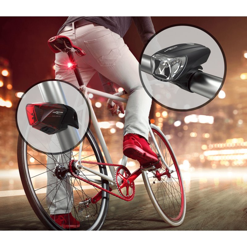 ANSMANN fiets-LED-verlichtingsset ComboLight, 40 lux, herlaadbaar, spritzwaterbestendig