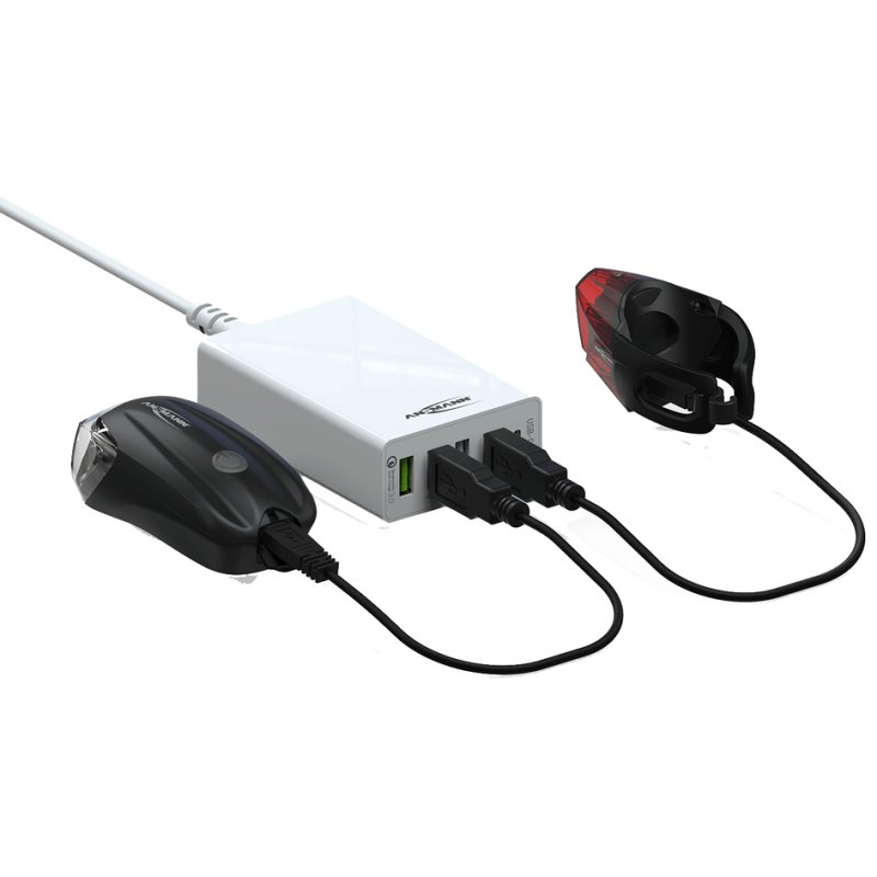 ANSMANN fiets-LED-verlichtingsset ComboLight, 40 lux, herlaadbaar, spritzwaterbestendig