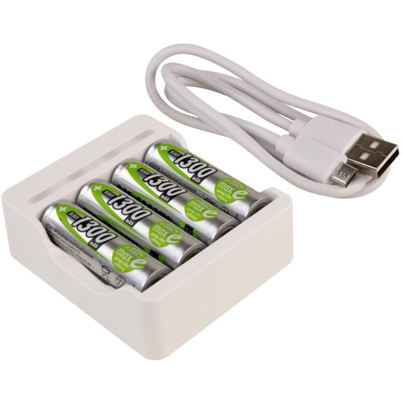 ANSMANN Basic II oplader, USB, inclusief 2 AA batterijen 1.300 mAh