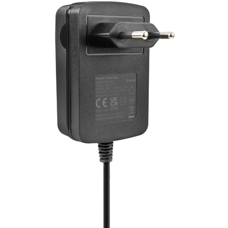 ANSMANN router voedingsadapter APS 12-2.5, 12V DC, 2,5A, zwart